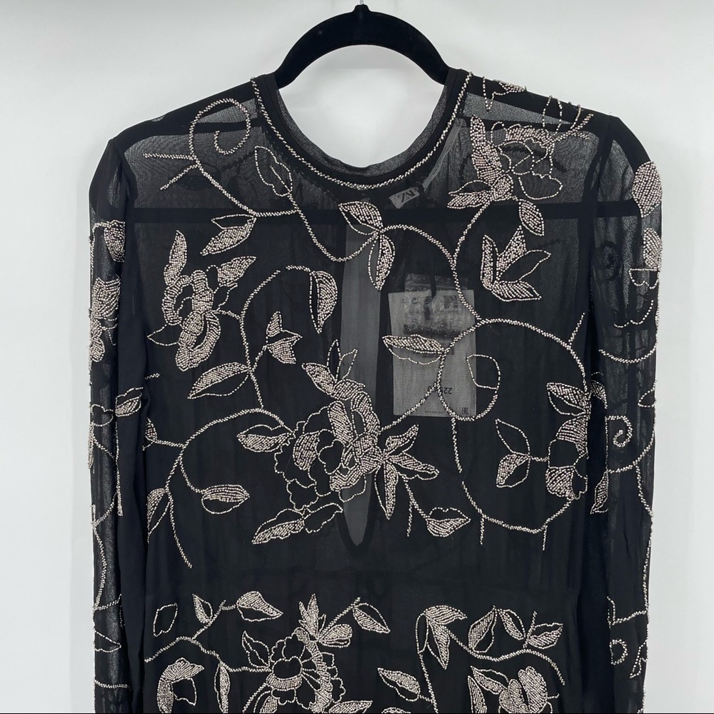 NEW! Zara Limited Edition Black Beaded Dress - Picture 9 of 15